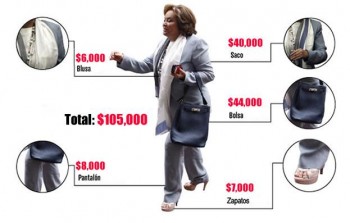 Elba Esther y su millonario atuendo. Foto de ADNpolitico