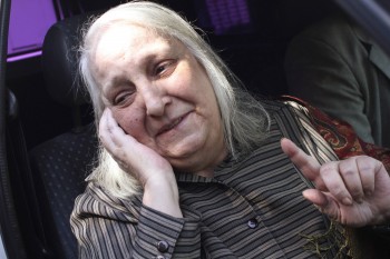 Maria Elena Bergoglio, sister of Pope Francis, speaks to the media from a vehicle in Buenos Aires