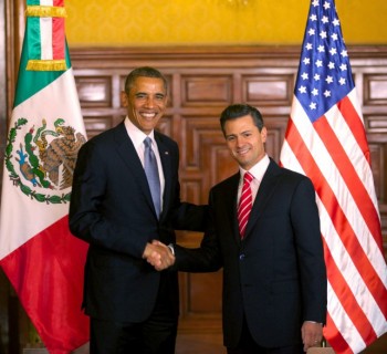 Barack Obama llega a Los Pinos para cena de trabajo con Enrique Peña Nieto