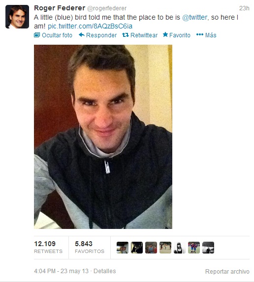 Estrena Roger Federer cuenta en Twitter