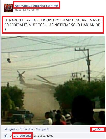 Michoacán derriban helicóptero Anonymus Extreme