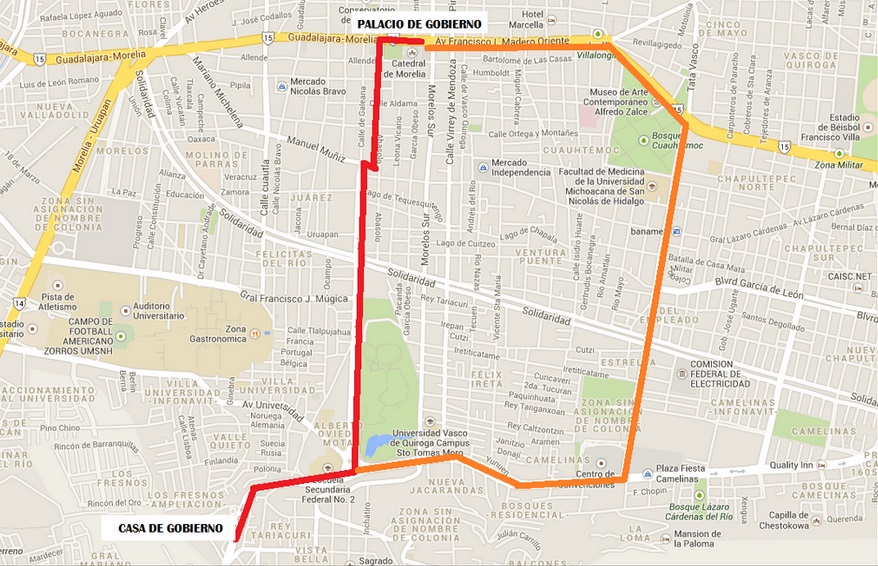 rutas de marcha de normalistas Morelia