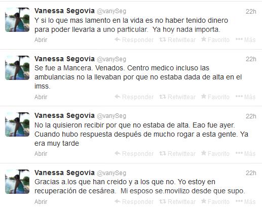 vanessa segovia bebé imss muerte