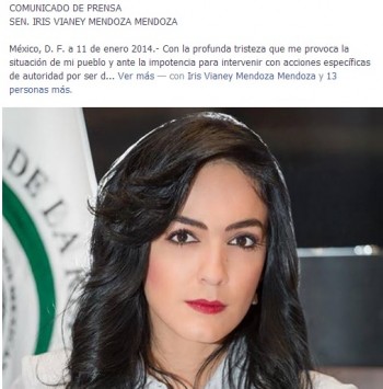 iris mendoza comunicado apatzingan 11 ene