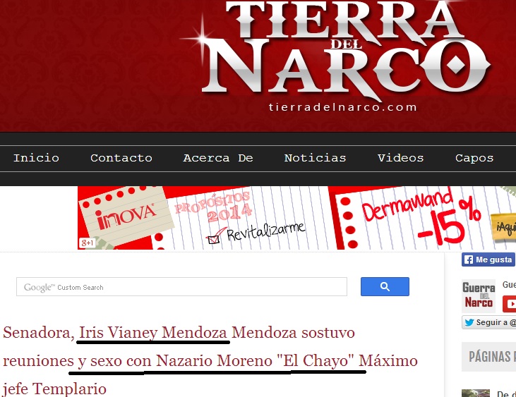 Uno de los tantos -graves- señalamientos que circulo en la Web  sobre la senadora