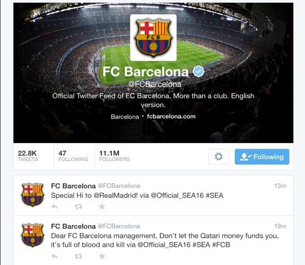 barcelona hackeado twitter