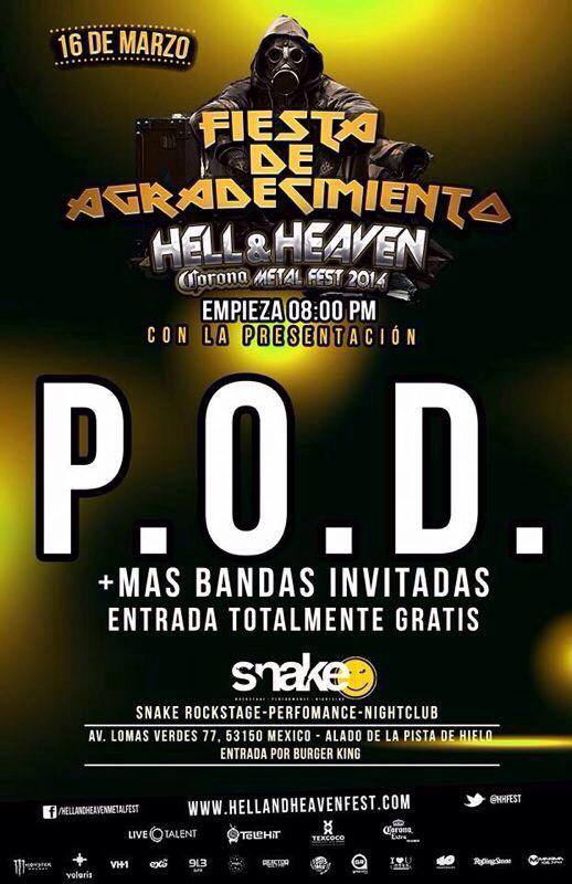 fiesta agradecimiento Hell&Heaven con P.O.D.