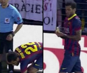 barcelona dani alves platano video