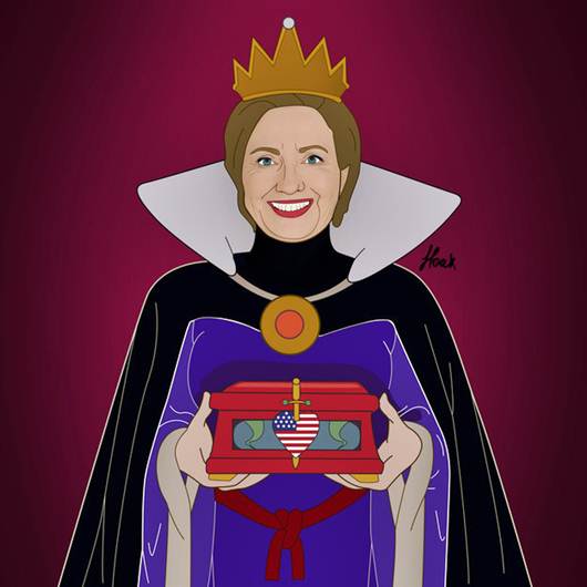 Hillary Clinton como la Reina Malvada de Blancanieves