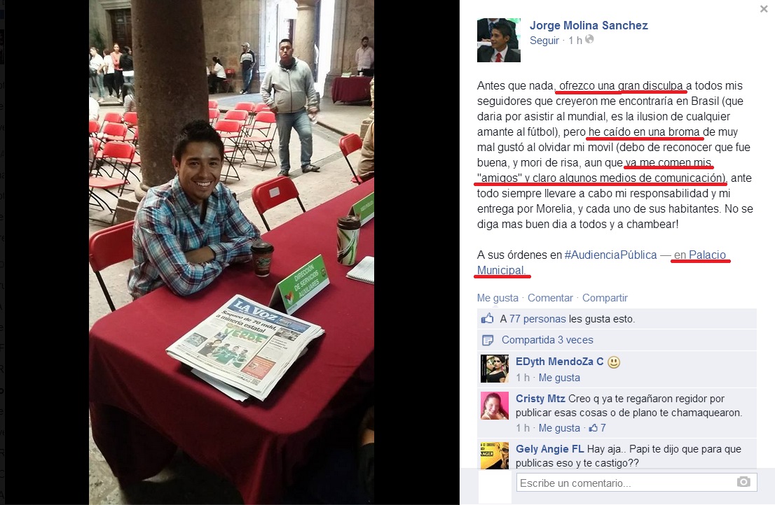 regidor Morelia post siempre no se va al Mundial