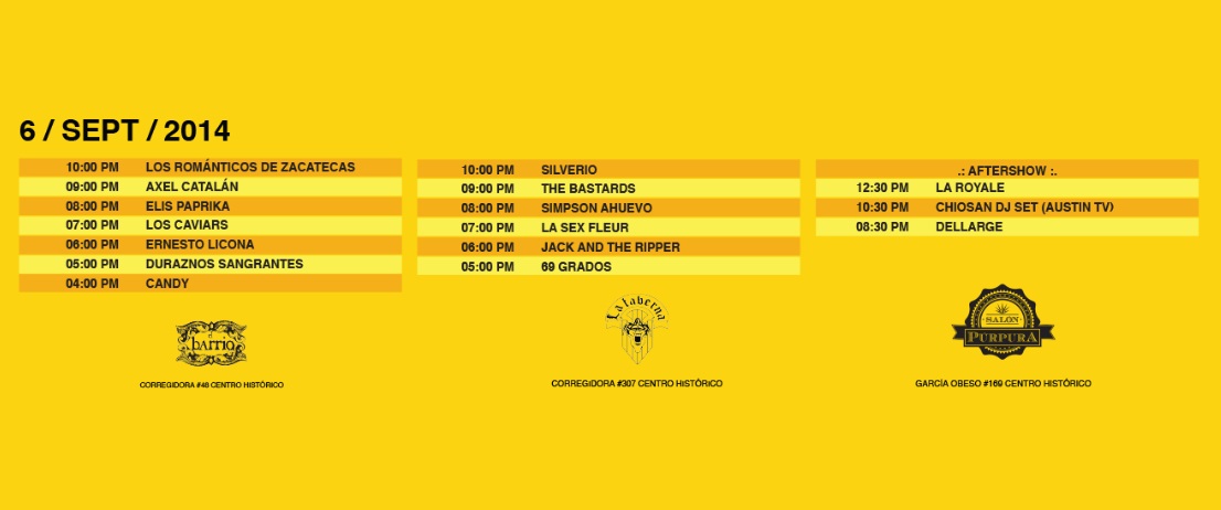 horarios y sedes de La Yoshokura 2014 día 2