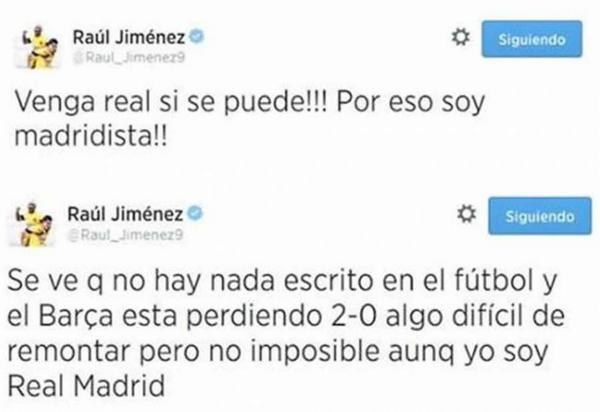 raúl jiménez tuits real madrid