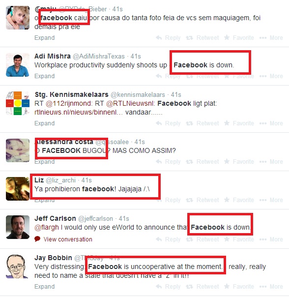 Facebook caido twitter