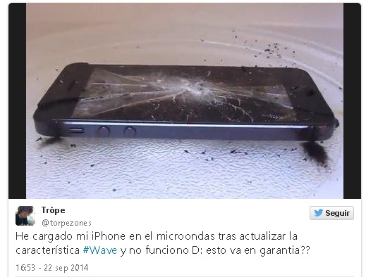 iphone 6 cargado microondas