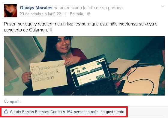 bunbury conteo gladys 155 likes