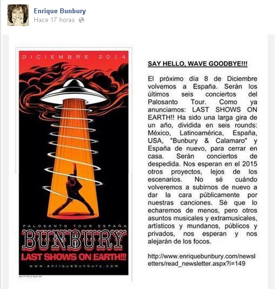 bunbury despedida facebook