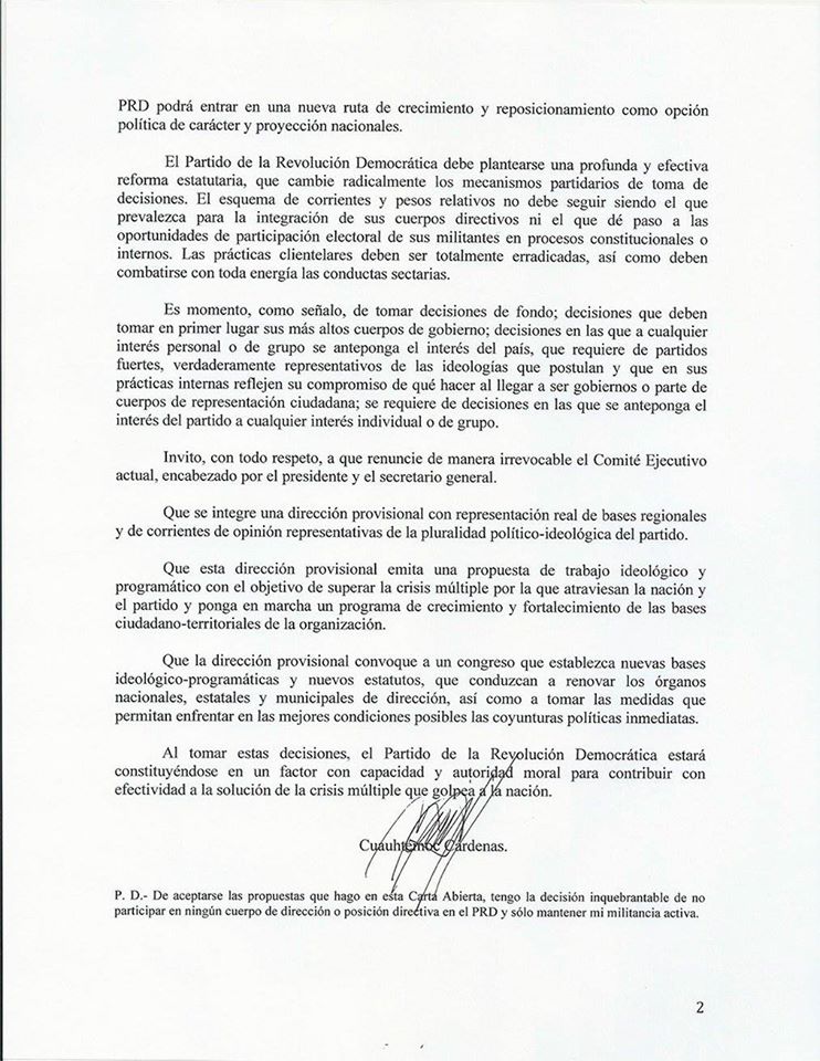 carta de cuauhtémoc cárdenas