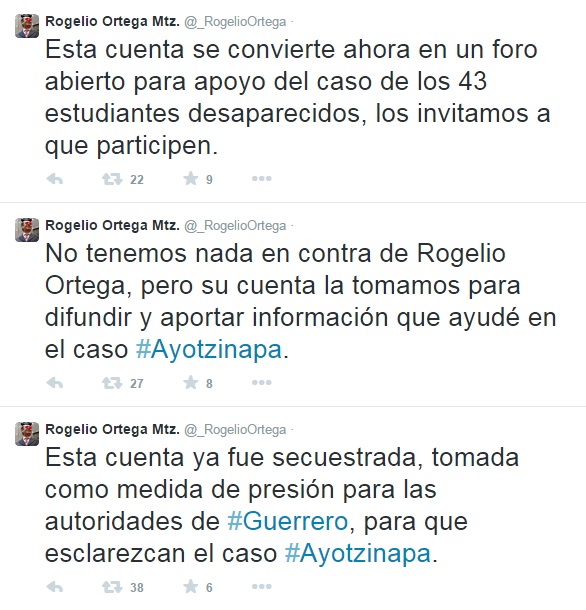 cuenta hackeada de Rogelio Ortega gobernador de Guerrero