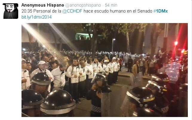 1 de diciembre cndh acordona protege manifestantes