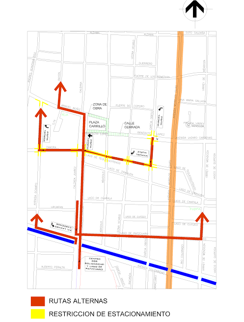 vías alternas contrucción Plaza Carrillo Morelia