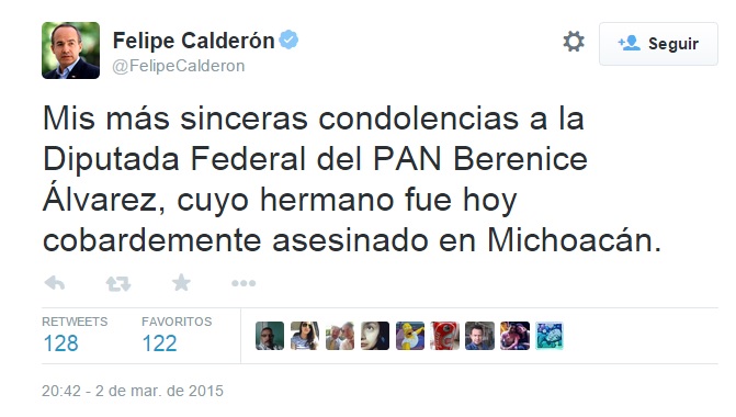 felipe calderon condolencias diputada berenuice alvarez