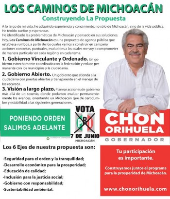 Propuestas Chon Orihuela candidato gobernador Michoacán