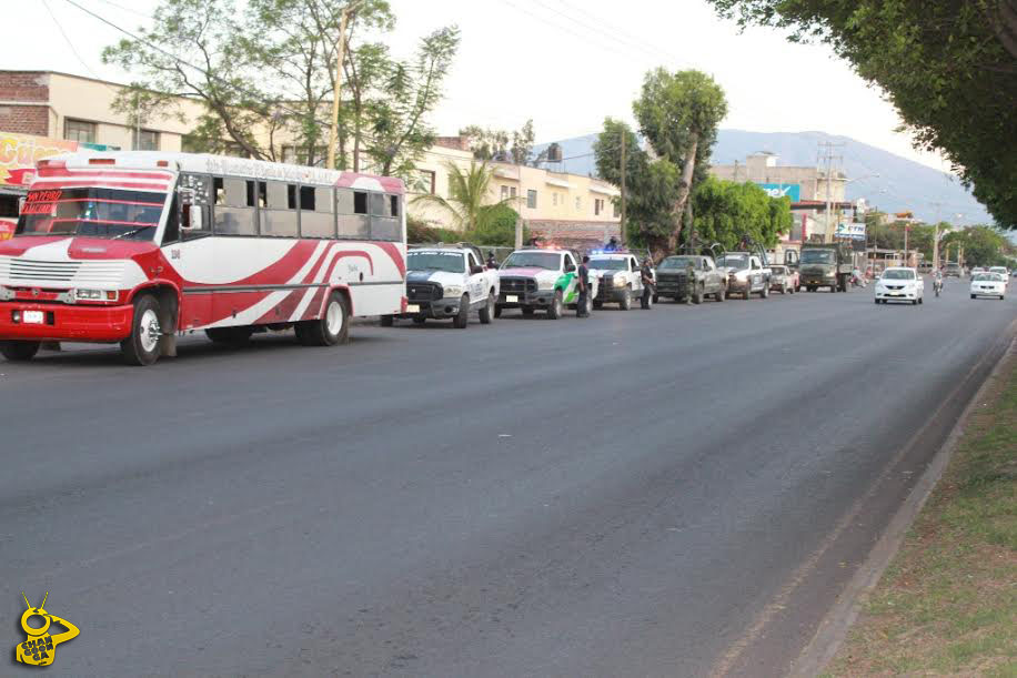 policías y militares convoy Sahuayo