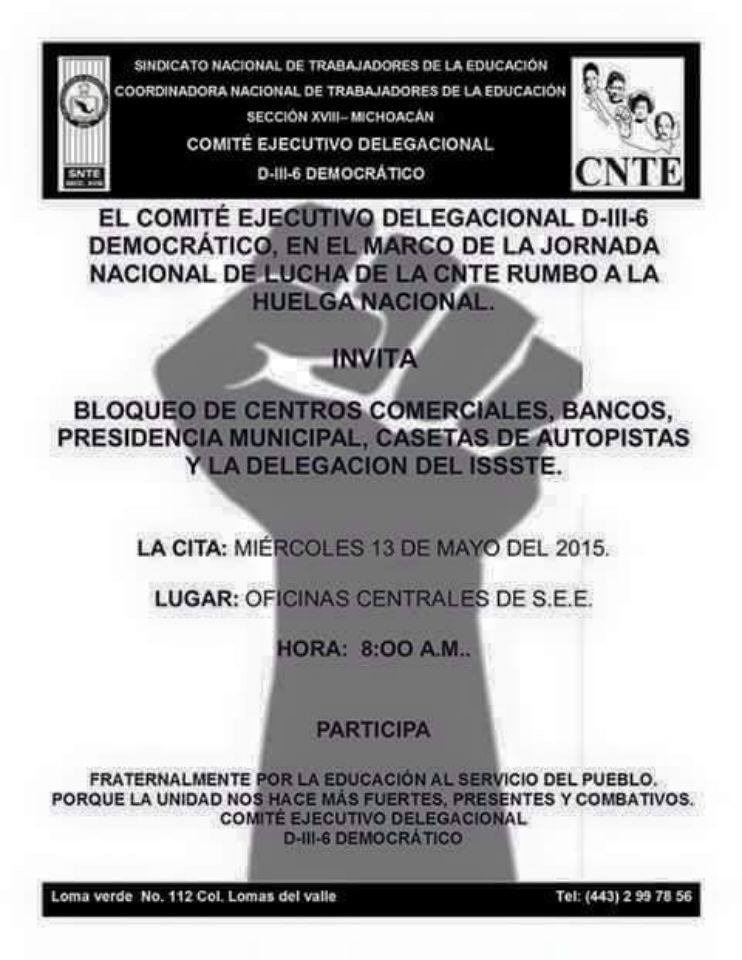 bloqueos maestros 13 mayo morelia