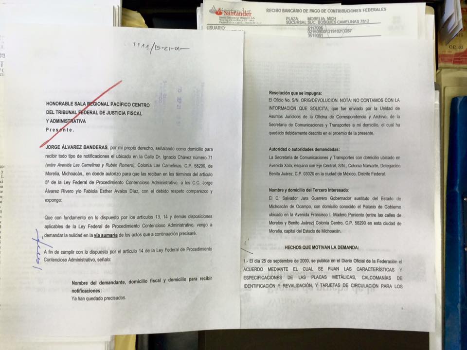 juicio de falsa vigencia de placas en michoacan