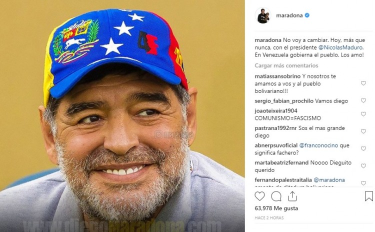 Diego Armando Maradona apoya a Nicolás Maduro