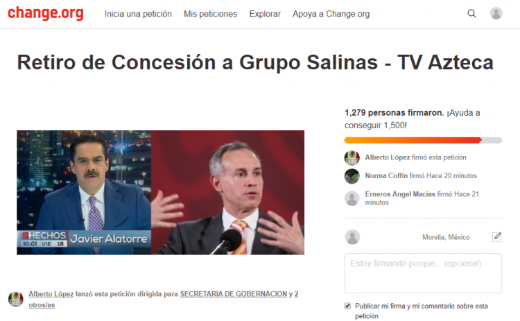 A través de Change.org, se lanzó la petición para castigar a la televisora luego de sus polémicas declaraciones