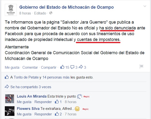 comisionado castillo adiós aclaración gobierno de michoacán la buena