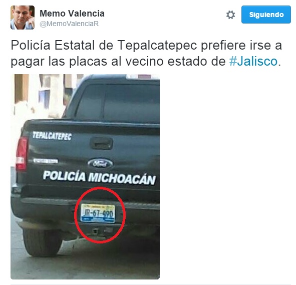 denunciamesta memo valencia patrulla placas jalisco