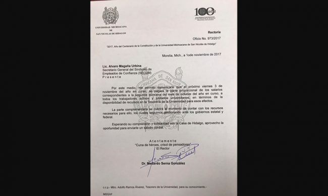 comunicado-pago-salarial-parcial-UMSNH-Maestros-Michoacán