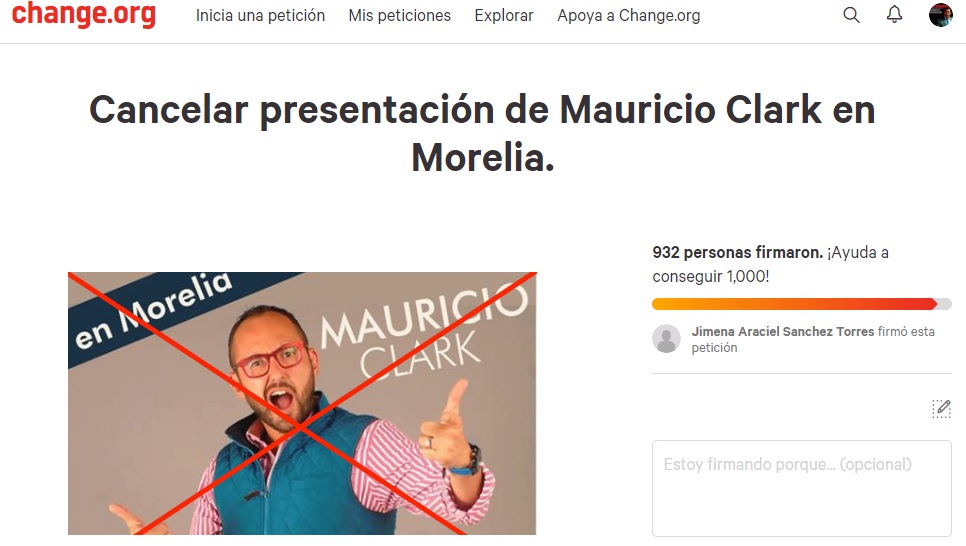 #Morelia Lanzan Petición En Change.org Para Que Cancelen Presentación ...