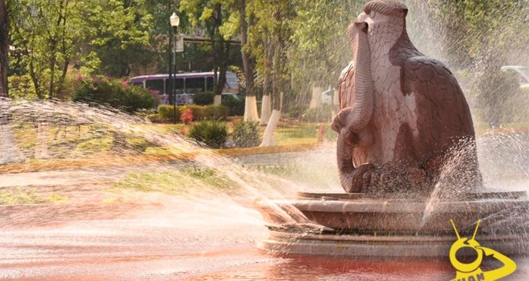 #Morelia Pintan De Rojo Aguas De La Fuente Del Águila: “Vivas Nos Queremos”