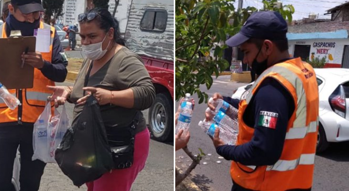 Morelianos Regalan Botellas De Agua A Policías Que Trabajan En Filtros Sanitarios