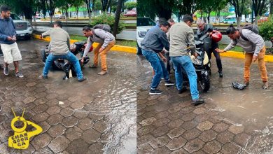 #Morelia Tras Lluvias, Mega Pozo Deja A Señor Accidentado Y Su Moto Hecha Caca