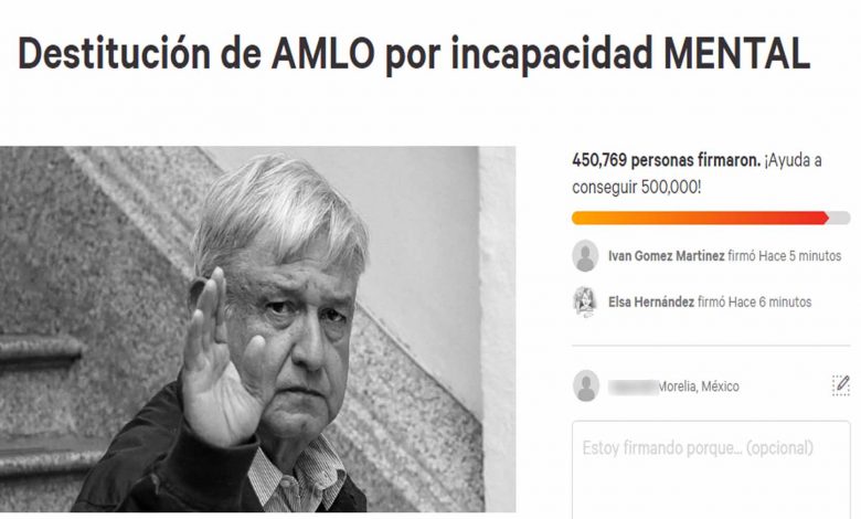 Reviven Petición Para Que AMLO Renuncie Por Incapacidad Mental