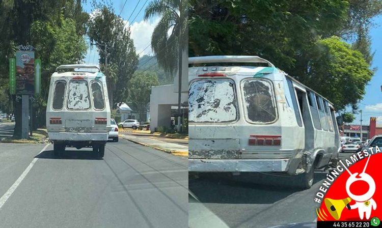 #Denúnciamesta Camiones del transporte público contaminan y ni placas traen